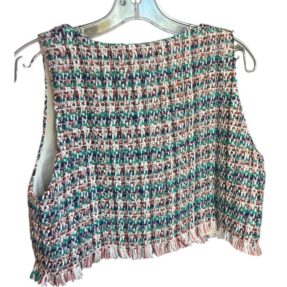 Storia Preppy Crop Tweed Button Up Vest Size: Large - Picture 4 of 5